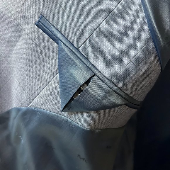Michael Kors Mens 44R Kris Wool Blend Suit Jacket Blue Gray Windowpane NWT - Picture 7 of 16